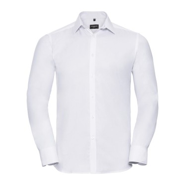 Camicia personalizzata con logo - Men's Long Sleeve Tailored Herringbone Shirt