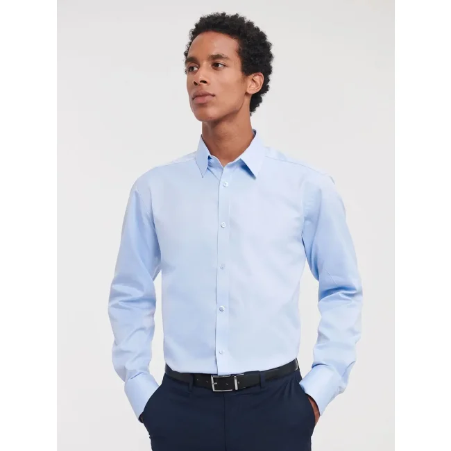 Men's Long Sleeve Tailored Herringbone Shirt