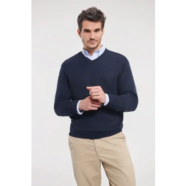 Pullover personalizzabile Russell scollo a V cotone acrilico