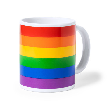 Tazza in ceramica personalizzabile capacità 370 ml decorazione arcobaleno