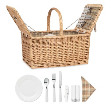 Zaini picnic personalizzati con logo - MIMBRE PLUS - Cestino da picnic per 4 persone