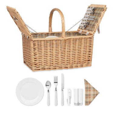 Cestino da picnic personalizzabile set completo per 4 persone in vimini