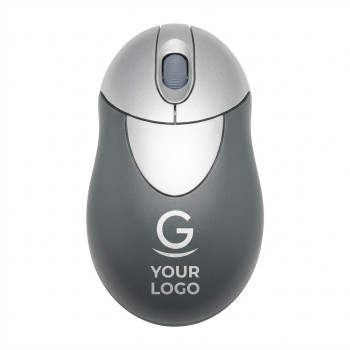 Mini mouse wireless personalizzabile gomma antiscivolo nero silver