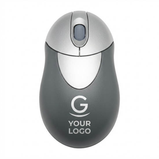 Mini mouse wireless personalizzabile gomma antiscivolo nero silver