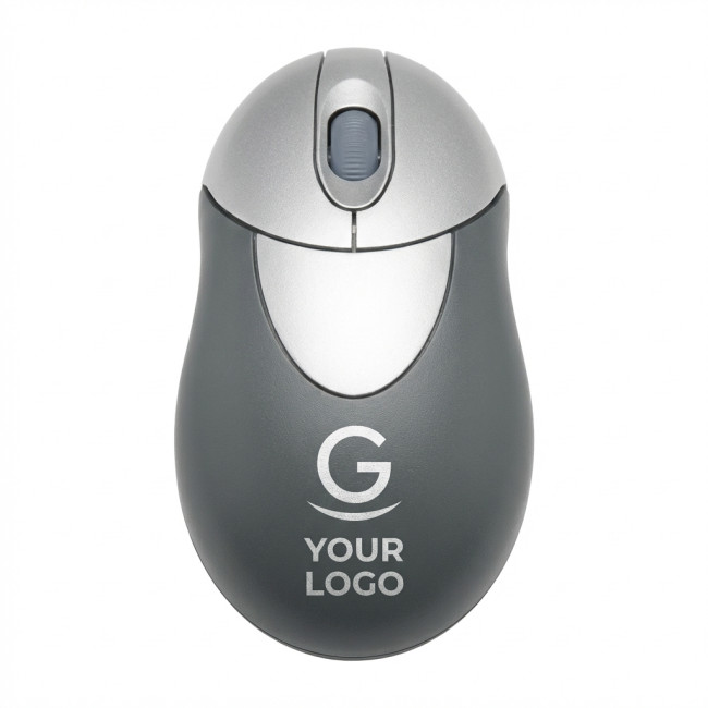 Mini mouse wireless personalizzabile gomma antiscivolo nero silver
