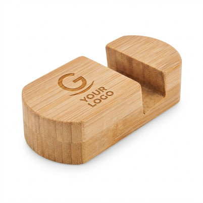 Mini supporto telefono personalizzabile in bambù con base antiscivolo