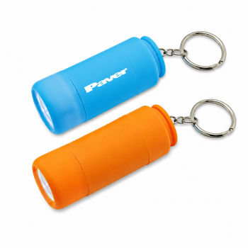 Portachiavi con torcia personalizzato con logo - Mini torcia personalizzabile con anello portachiavi e ricarica USB