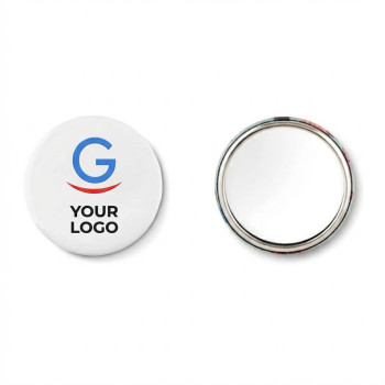 Spille personalizzate con logo - Mirror spilla specchiata personalizzabile metallo diametro 5,8 cm