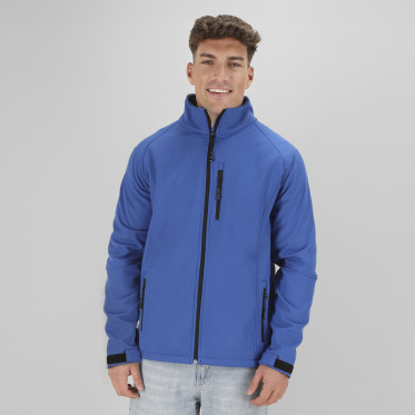 Giacca impermeabile personalizzabile soft shell elasticizzato con zip e tasche