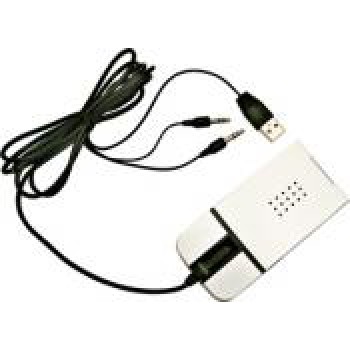 Gadget scontato personalizzato con logo - Mouse bianco con finiture nere, attacco usb, con funzione di telefono per programmi come skype ed msn. Astuccio scatola di cartoncino.