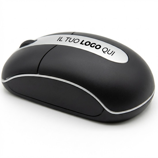 Mouse ottico wireless compatto con custodia e caricabatterie inclusi