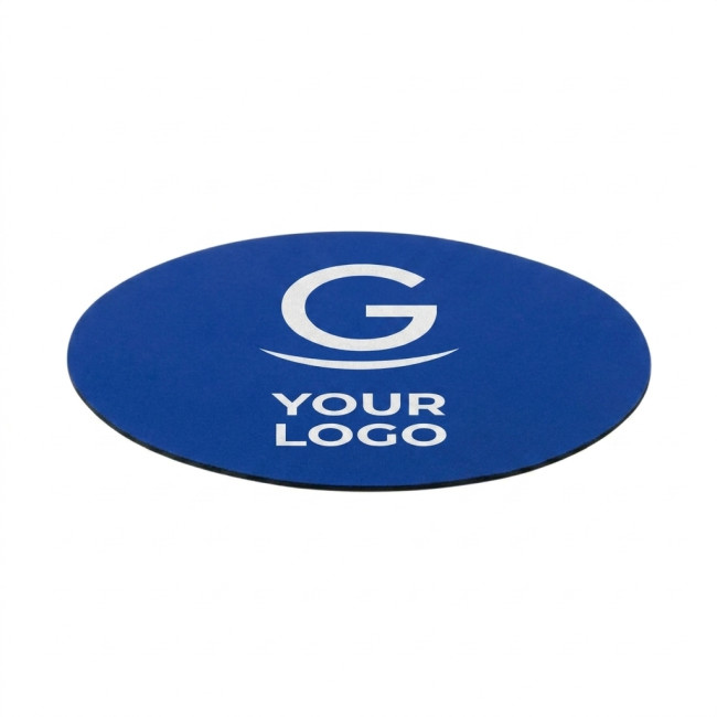 Tappetini mouse personalizzati con logo - Mouse pad personalizzabile in poliestere circolare con base antiscivolo