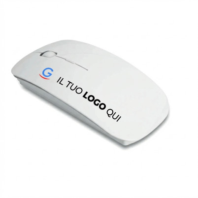 Mouse wireless personalizzabile in ABS brillante con alimentazione a pile AAA