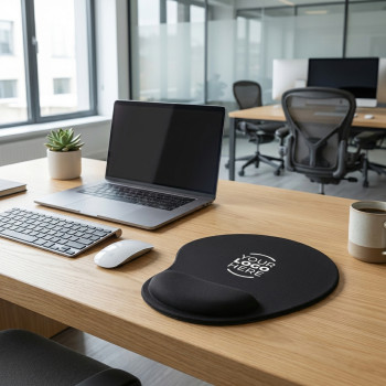 Tappetini mouse personalizzati con logo - Mousepad ergonomico impression con supporto polso in eva morbido
