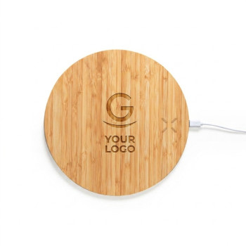 Tappetini mouse personalizzati con logo - Mousepad personalizzabile con caricatore wireless integrato in bambù naturale