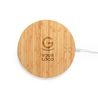 Mousepad personalizzabile con caricatore wireless integrato in bambù naturale