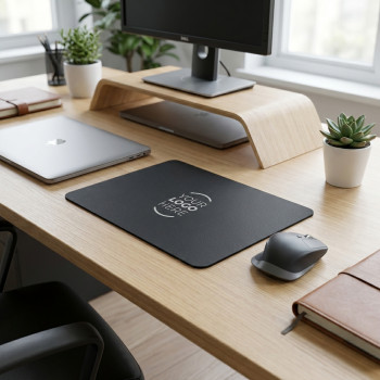 Tappetini mouse personalizzati con logo - Mousepad personalizzato in PU riciclato superficie liscia resistente