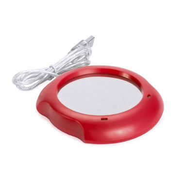 Scaldatazze USB personalizzabile superficie metallica grigia doppio LED