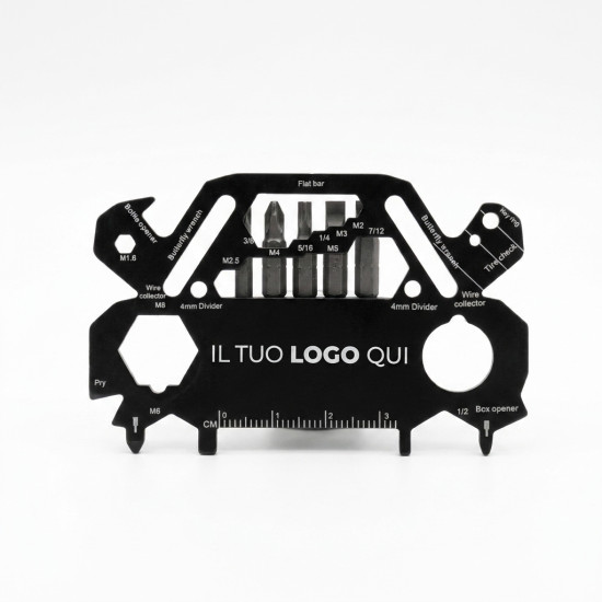 Multiutensile personalizzabile 30 funzioni in acciaio inox compatto a forma di auto
