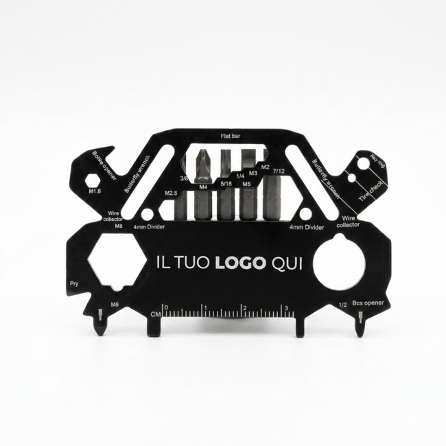 Utensili Multifunzione personalizzabili con logo - Multiutensile personalizzabile 30 funzioni in acciaio inox compatto a forma di auto