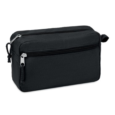 Portacosmetici personalizzabile in canapa naturale con doppia zip