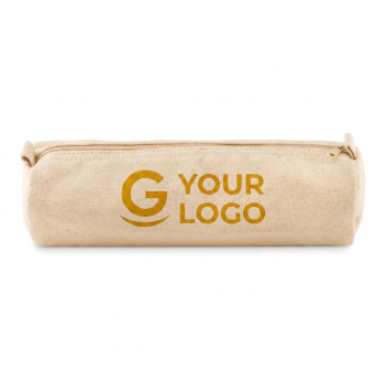 astuccio personalizzato con logo - Natu Pouch porta matite personalizzabile in cotone resistente con zip
