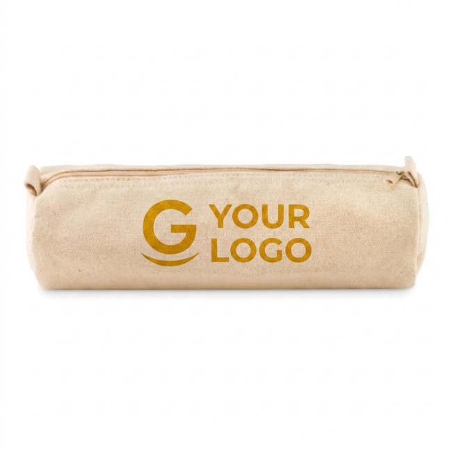 astuccio personalizzato con logo - Natu Pouch porta matite personalizzabile in cotone resistente con zip