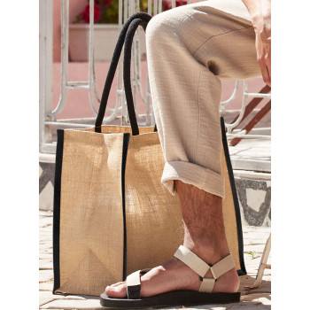 borse juta personalizzate - Natural Starched Jute Classic Shopper