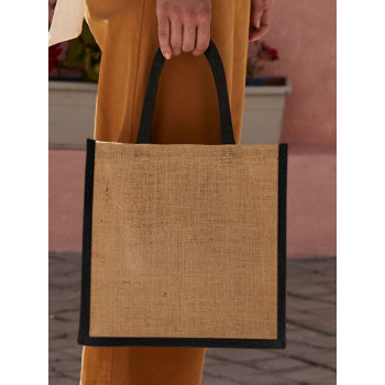 Shopper juta personalizzate con logo - Natural Starched Jute Midi Tote