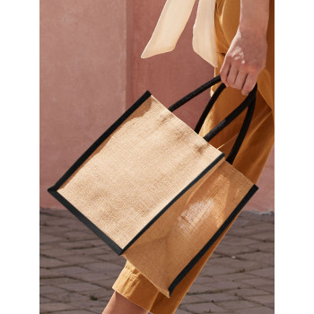Shopper juta personalizzate con logo - Natural Starched Jute Midi Tote