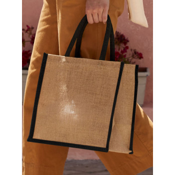 Shopper juta personalizzate con logo - Natural Starched Jute Midi Tote