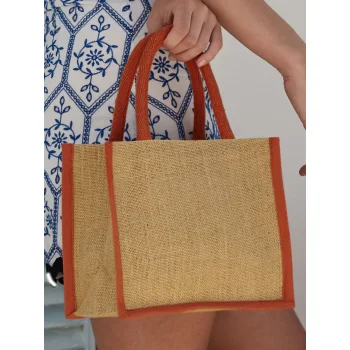 Borse shopper juta personalizzate con logo - Natural Starched Jute Mini Gift Bag