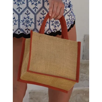 Borse shopper juta personalizzate con logo - Natural Starched Jute Mini Gift Bag