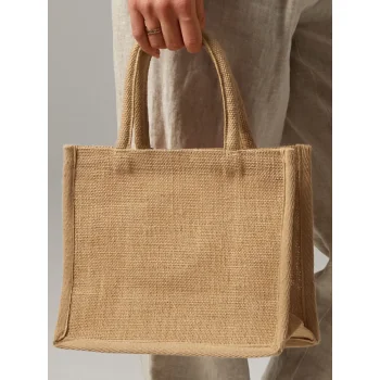 Borse shopper juta personalizzate con logo - Natural Starched Jute Mini Gift Bag