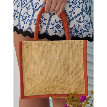 Natural Starched Jute Mini Gift Bag personalizzabile Westford Mill manici cotone