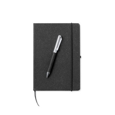 Block notes e penna personalizzati in pelle riciclata con custodia kraft