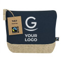 Necessaire personalizzabile cotone e juta Fairtrade con chiusura zip
