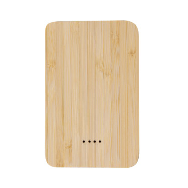 Batteria ausiliaria personalizzabile 5000 mAh in alluminio riciclato e bambù