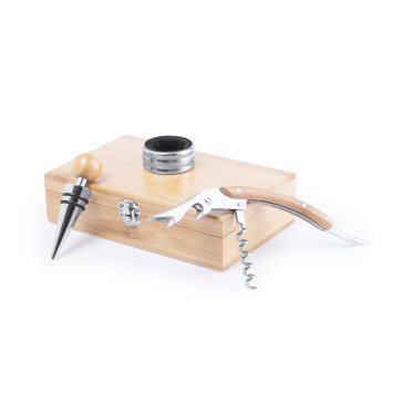 Set da vino personalizzabile legno di bambù acciaio inox elegante