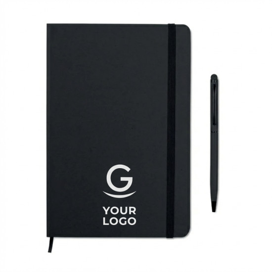 Notebook compatto personalizzabile con penna multifunzione e copertura rigida PU