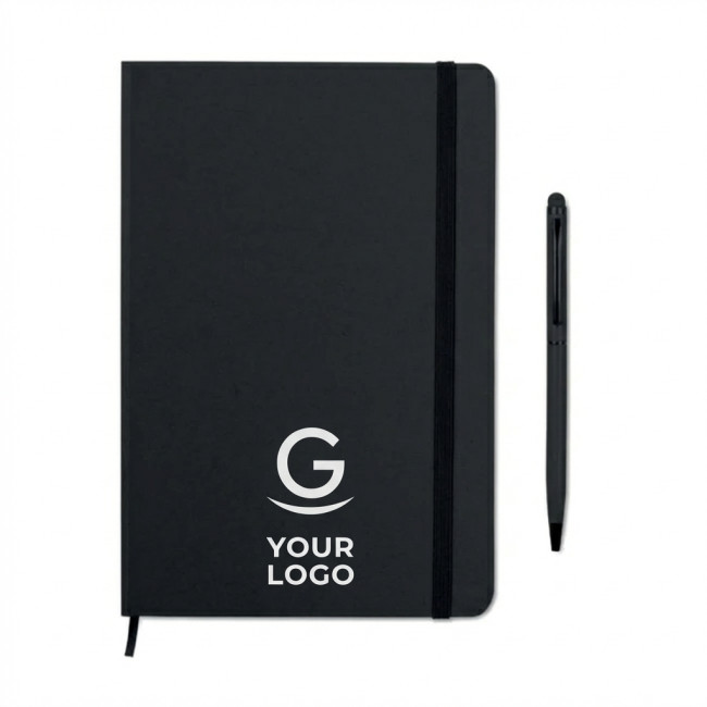 Notebook compatto personalizzabile con penna multifunzione e copertura rigida PU