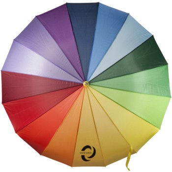 Ombrelli da passeggio personalizzati con logo - Ombrello arcobaleno 16 pannelli, in poliestere 190 T Haya