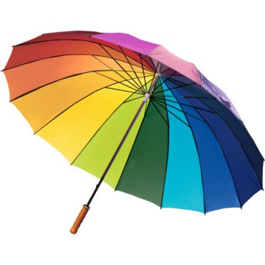 Ombrelli da passeggio personalizzati con logo - Ombrello arcobaleno 16 pannelli, in poliestere 190 T Haya
