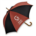 Ombrello automatico con manico e puntale in legno color ciliegio