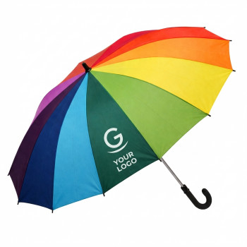 Ombrello personalizzabile doppio strato blu con interno arcobaleno