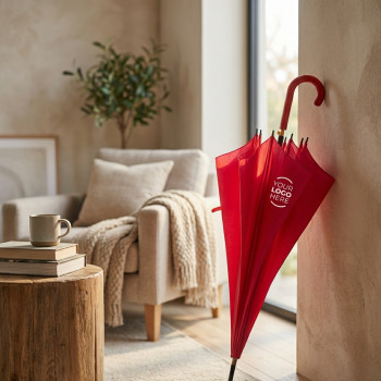 Ombrello personalizzato con manico in legno ciliegio apertura automatica