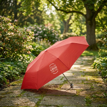 Ombrello richiudibile personalizzabile con manico silver e custodia nylon