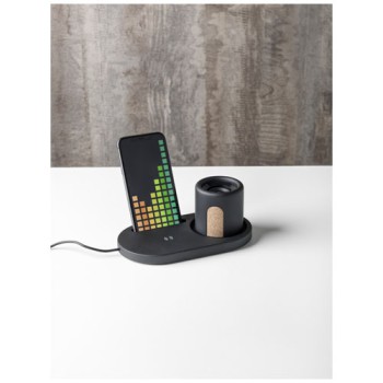 Gadget per smartphone personalizzato con logo - Organizer da scrivania Klip con stazione di ricarica da 5 W