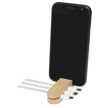 Gadget per smartphone personalizzato con logo - Organizer per cavi in bambù Edulis 