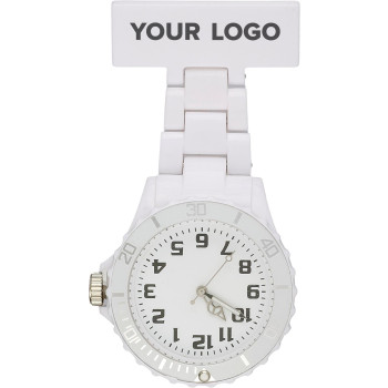 Gadget cura personale personalizzati con logo - Orologio da infermiera Simone | Plastica | Spilla